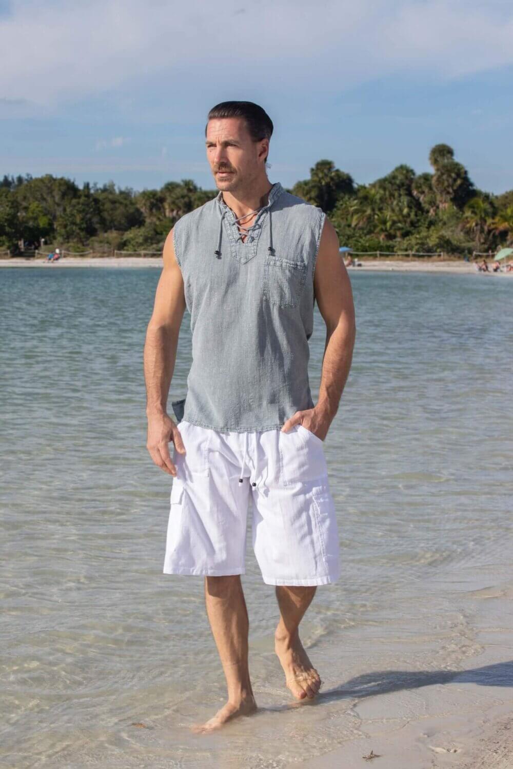 Mykonos Fossil Gray Sleeveless Shirt