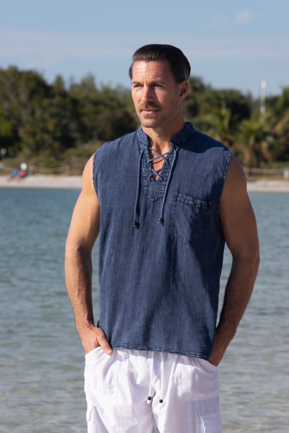 Mykonos Midnight Blue Sleeveless Shirt