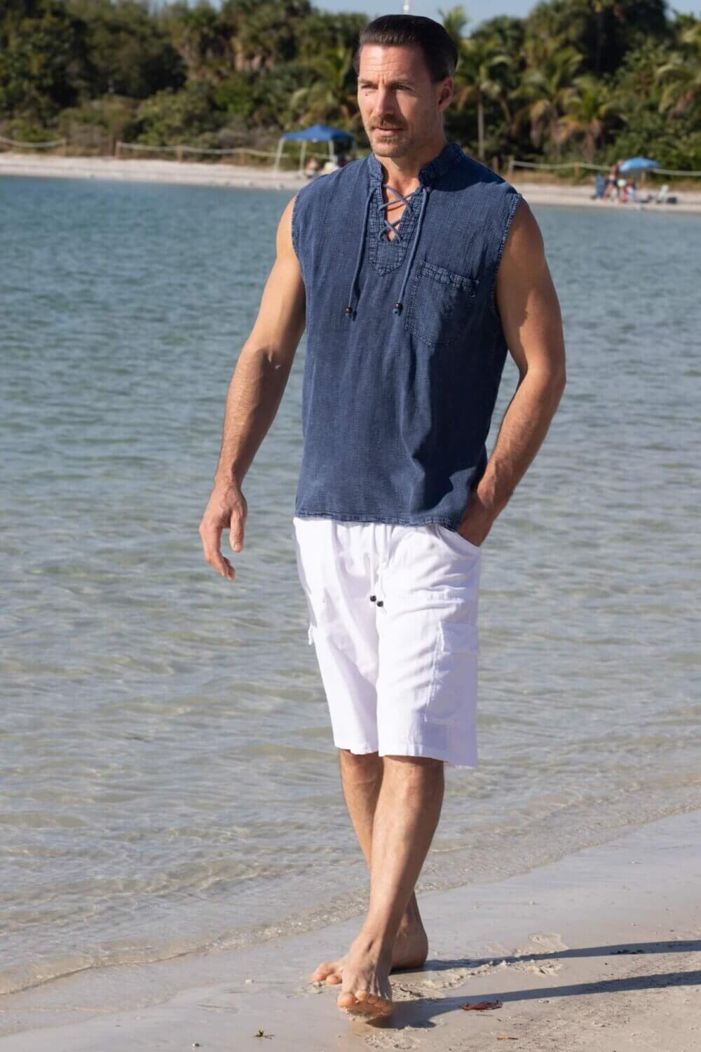 Mykonos Midnight Blue Sleeveless Shirt