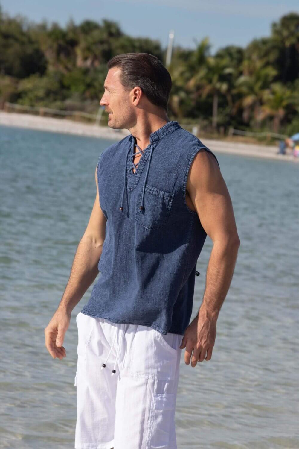 Mykonos Midnight Blue Sleeveless Shirt