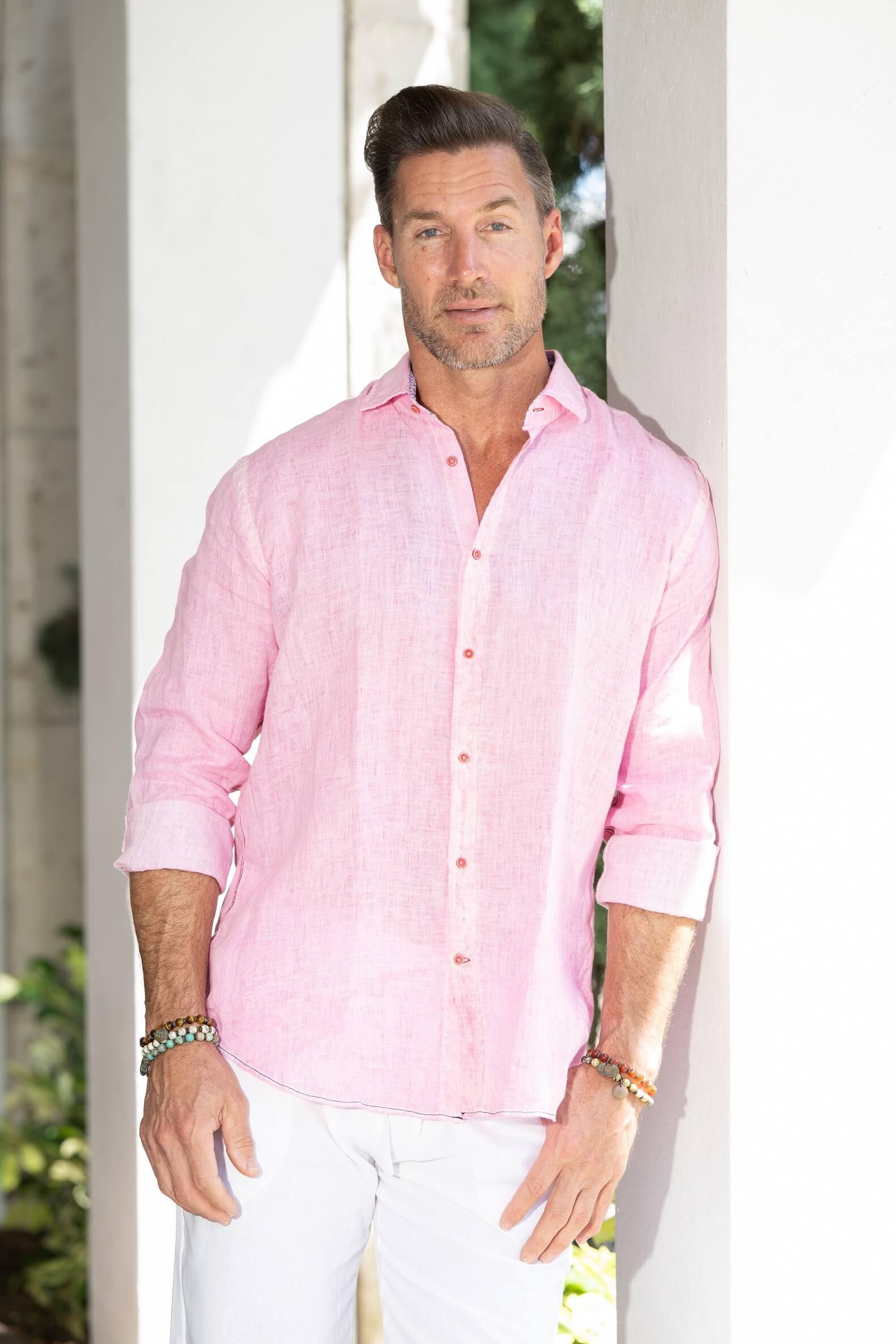 Ricardo Pink Shirt - Cotton Natural
