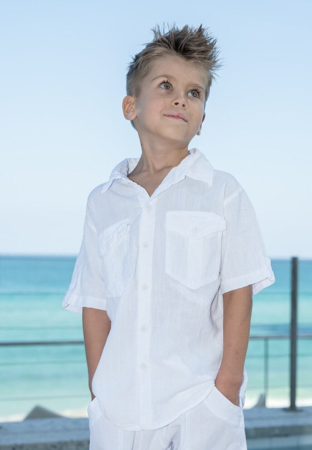 Boy in white shirt