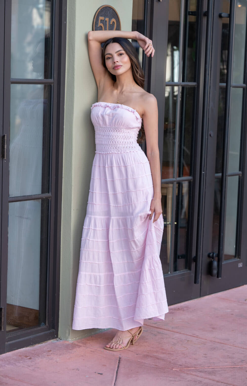 Women in pink dress