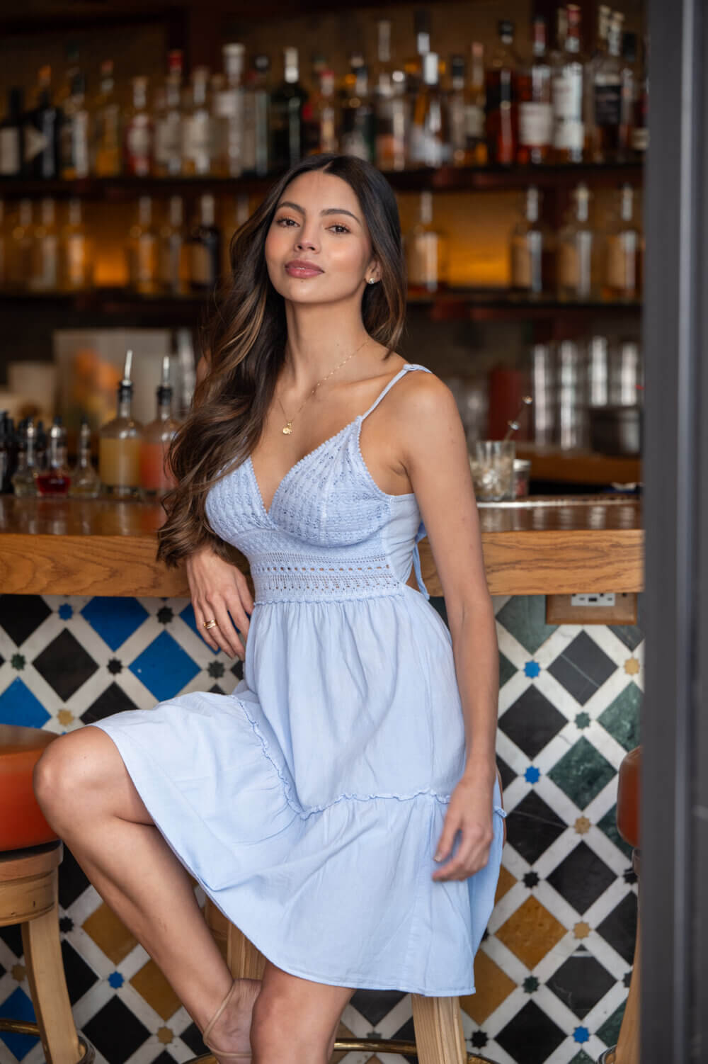 Women in blue dress